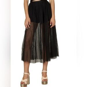 MINKPINK Black Polka Dot Tulle Skirt Small